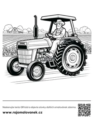 Farma – omaľovánka 9 Čiernobiela omaľovánka s motívom farma, obrázok 9, pripravená na vytlačenie