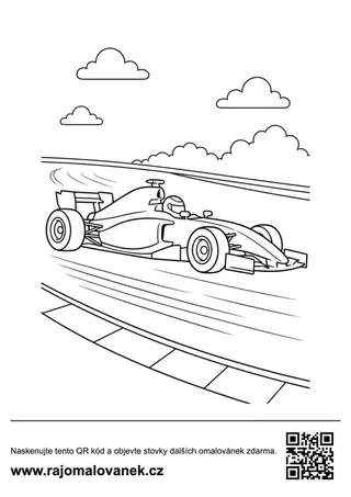 Formula na rovinke Omaľovánka rýchlej formule z bočného pohľadu na pretekárskej rovinke