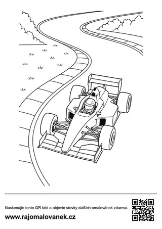 Formula v zákrute Omaľovánka pretekárskej formule prechádzajúcej ostrou zákrutou