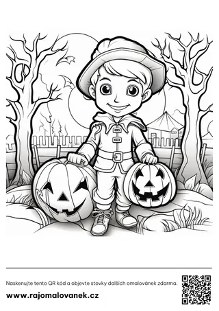 Halloween – omaľovánka 2 Čiernobiela omaľovánka s motívom halloween, obrázok 2, pripravená na vytlačenie