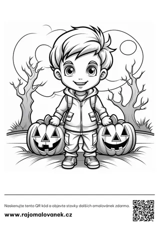 Halloween – omaľovánka 5 Čiernobiela omaľovánka s motívom halloween, obrázok 5, pripravená na vytlačenie