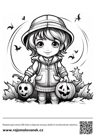 Halloween – omaľovánka 7 Čiernobiela omaľovánka s motívom halloween, obrázok 7, pripravená na vytlačenie