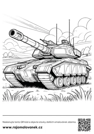 Tanky – omaľovánka 3 Čiernobiela omaľovánka s motívom tanky, obrázok 3, pripravená na vytlačenie